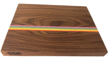 Load image into Gallery viewer, Walnut Upcycled Rainbow Serving Board
